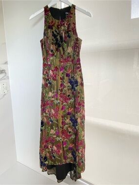 Aidan by Aidan Mattox Metallic Burnout Velvet Floral High-Low Cocktail Dress | S